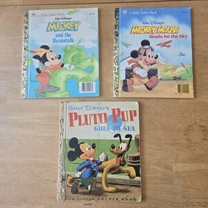 A Little Golden Book Vintage Classic Mickey Mouse Story Books Lot of 3‎